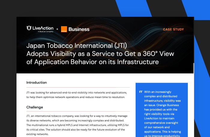 Japan Tobacco International (JTI)Adopts Visibility as a Service to Get a 360° View of Application Behavior on its Infrastructure